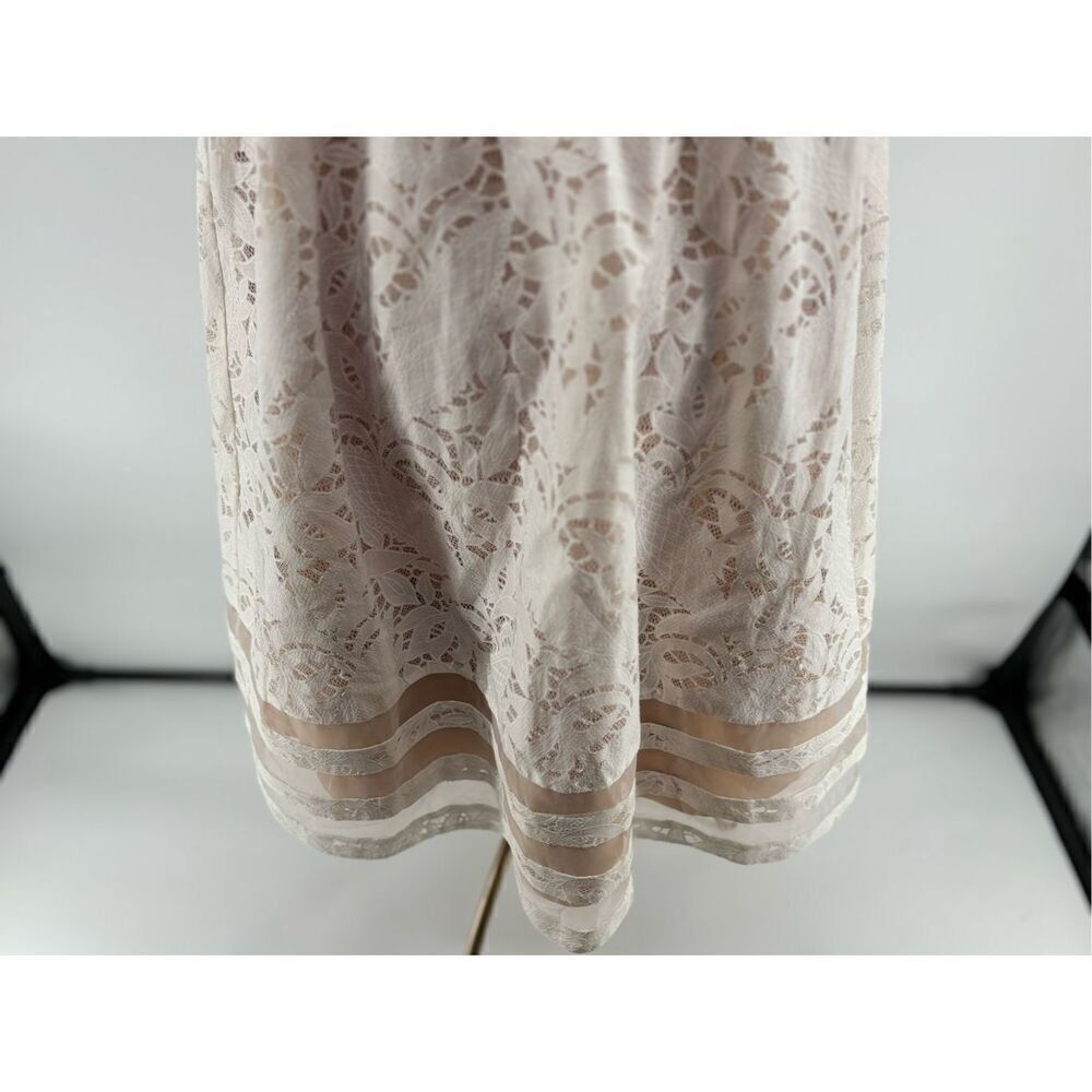 Motherhood Maternity Lace Dress Small White Pleated Short Sleeve Fit Flare - Picture 7 of 13